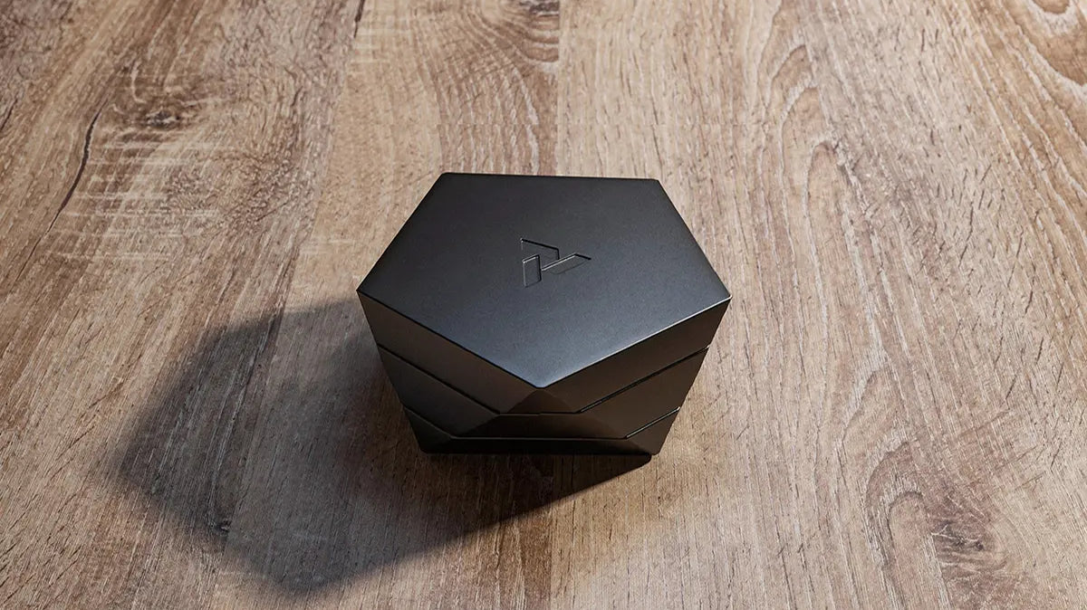 a designer ashtray with a lid that contains ashes and protects the air